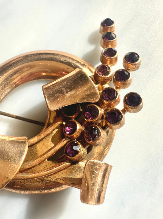 Signed Jewelry By Jordan Early Mid-Century Floral Spray Brooch Pin