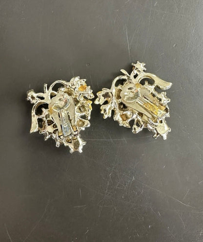 Vintage Yellow Moonglow Lucite Grape Cluster Clip-on Earrings Mid-century