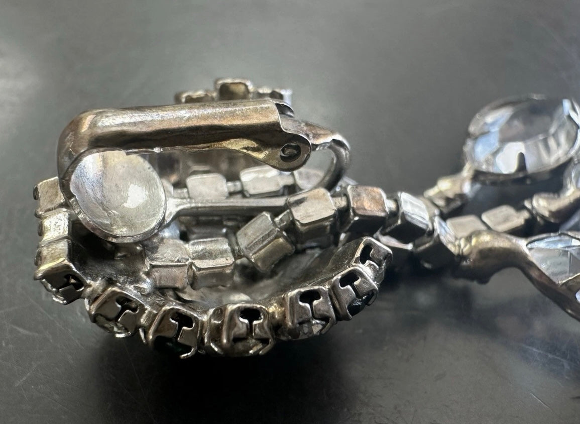 Fabulous Vintage Unsigned Rhinestone Jellyfish Clip on Earrings