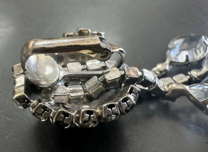 Fabulous Vintage Unsigned Rhinestone Jellyfish Clip on Earrings
