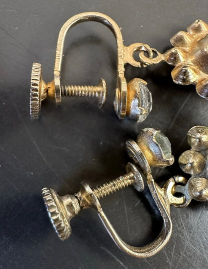 Vintage/Antique 1920’s Foil Fire Opal Rhinestone Screwback Earrings