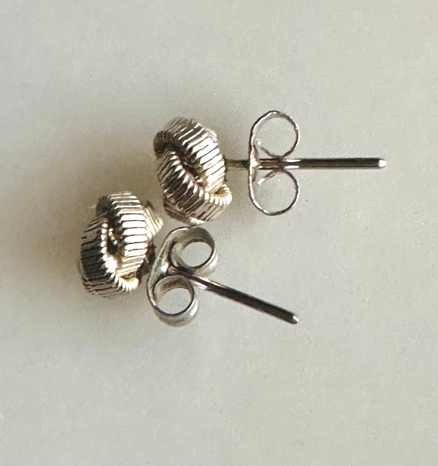 Textured Lover’s Knot Silvertone Post Earrings