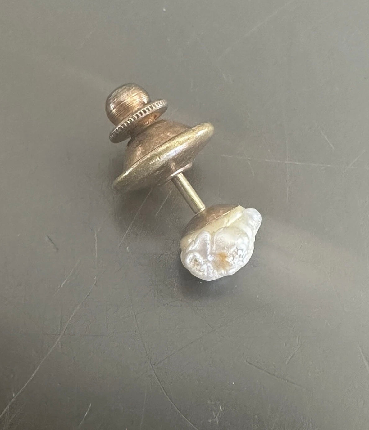 Vintage River Pearl Tie Tack Lapel Pin