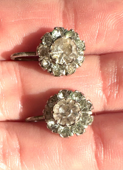 Vintage Art Deco To 1940’s Sterling Silver Signed Uncas Screwback Earrings