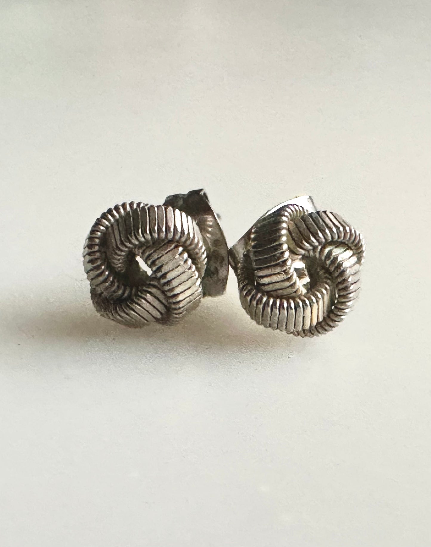 Textured Lover’s Knot Silvertone Post Earrings