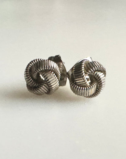 Textured Lover’s Knot Silvertone Post Earrings
