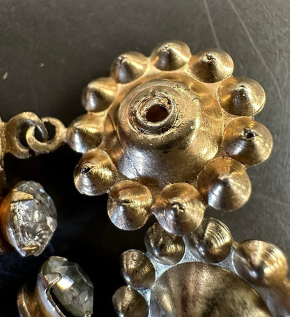 Vintage/Antique 1920’s Foil Fire Opal Rhinestone Screwback Earrings