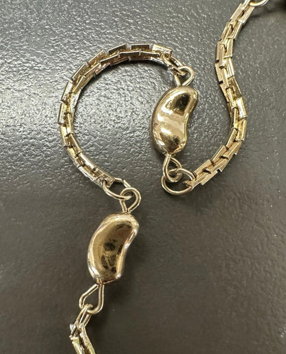 Vintage Signed Vendome Gold tone Station Bracelet With Beans