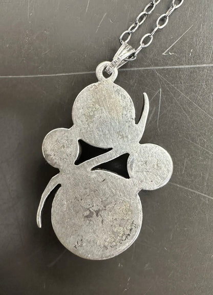 Antique Sterling Faceted “Alaskan Diamond” Hematite Pendant On Sterling Chain