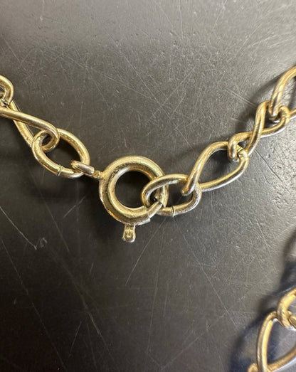 Vintage Goldtone Wire wrap Owl Pendant On Goldtone Figaro Chain Necklace