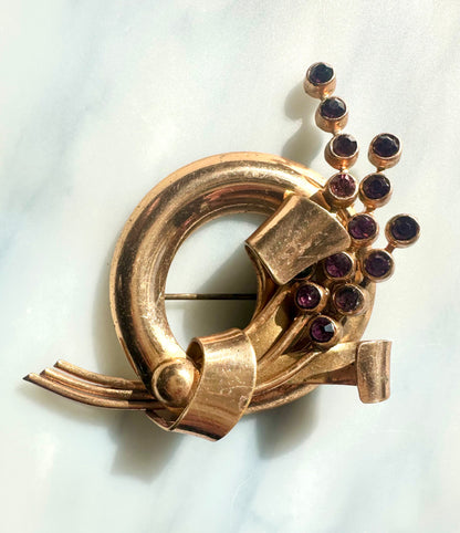 Signed Jewelry By Jordan Early Mid-Century Floral Spray Brooch Pin