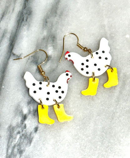 Chicken Rainboots Dangle Earrings