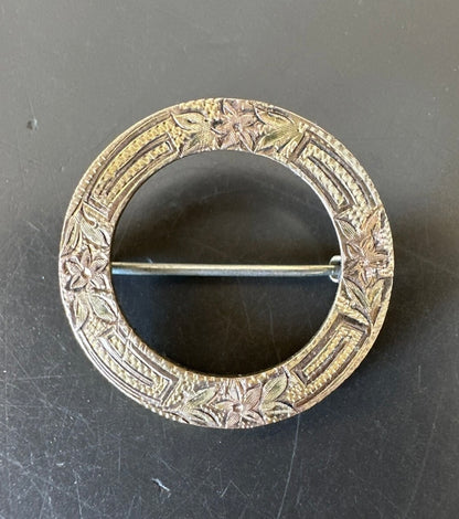 Antique Edwardian Signed S&S Sykes And Strandberg Gold Filled Etched Pin