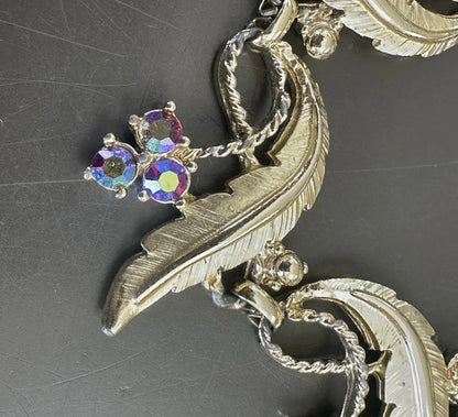 Vintage Judy Lee Signed Gold Tone Rhinestone 7” Bracelet Leaf