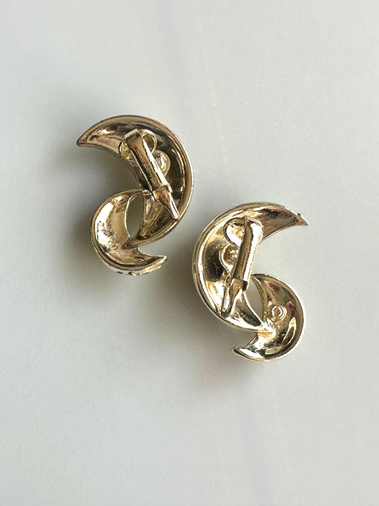 Vintage Signed Coro Goldtone Crescent Moon clip-on Earrings
