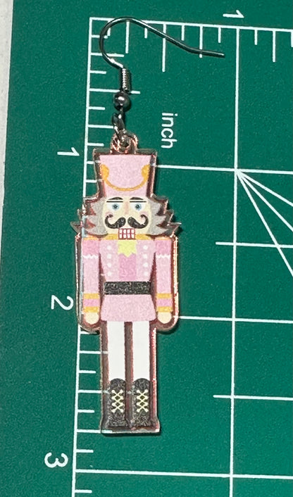 Pink Nutcracker Dangle Earrings