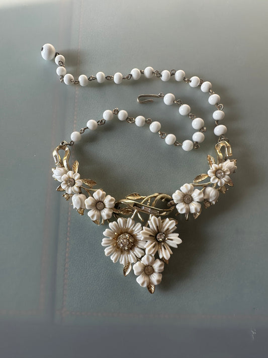 Vintage Coro Thermoset Floral Beaded Choker Necklace - For Repair or Craft