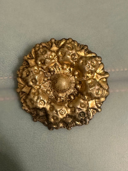 Art Nouveau Floral Wreath Repousse Brooch Pat. 2066969