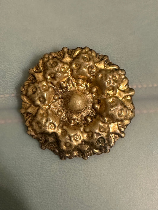 Art Nouveau Floral Wreath Repousse Brooch Pat. 2066969