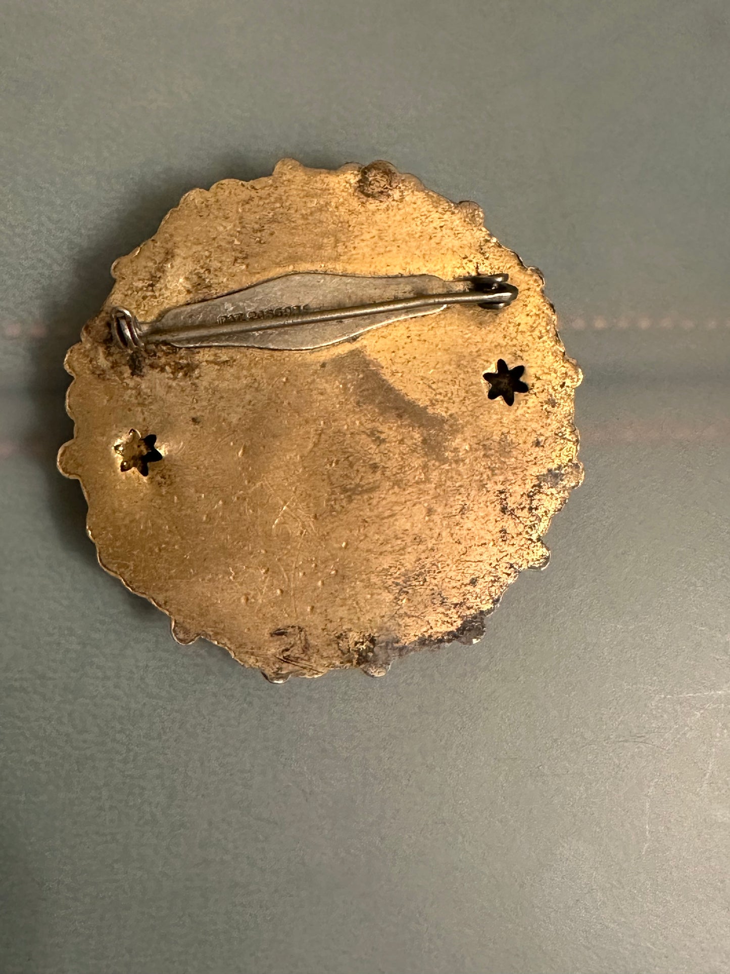 Art Nouveau Floral Wreath Repousse Brooch Pat. 2066969