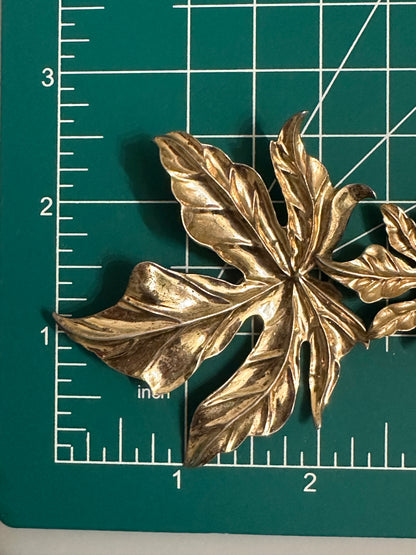 Signed Nettie Rosenstein Vermeil Leaves 15” Collar Statement Necklace