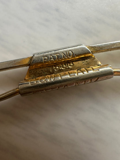 Vintage Patented B&W Plate Collar Clip Stay By SWANK Art Deco