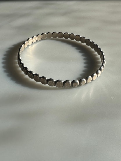Silver Vintage Artisan Estate Bangle Bracelet Dot Pattern Unmarked - TESTED
