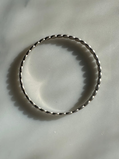 Silver Vintage Artisan Estate Bangle Bracelet Dot Pattern Unmarked - TESTED