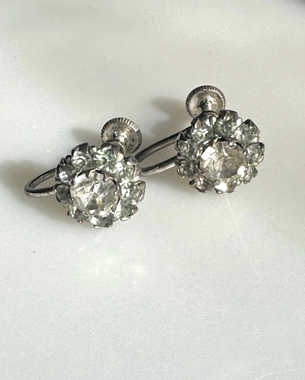 Vintage Art Deco To 1940’s Sterling Silver Signed Uncas Screwback Earrings