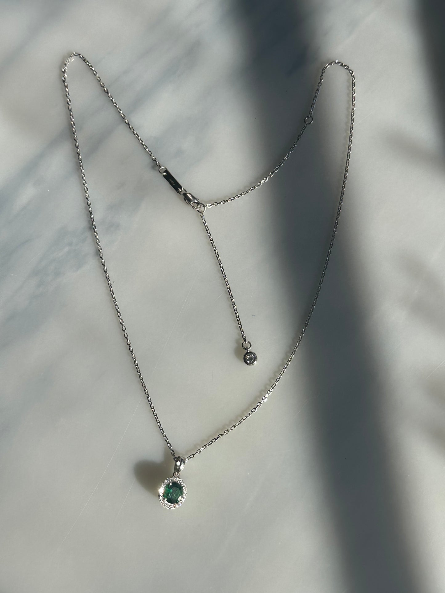 Anna Zuckerman Emerald And Crystalline Halo Necklace In Sterling Silver