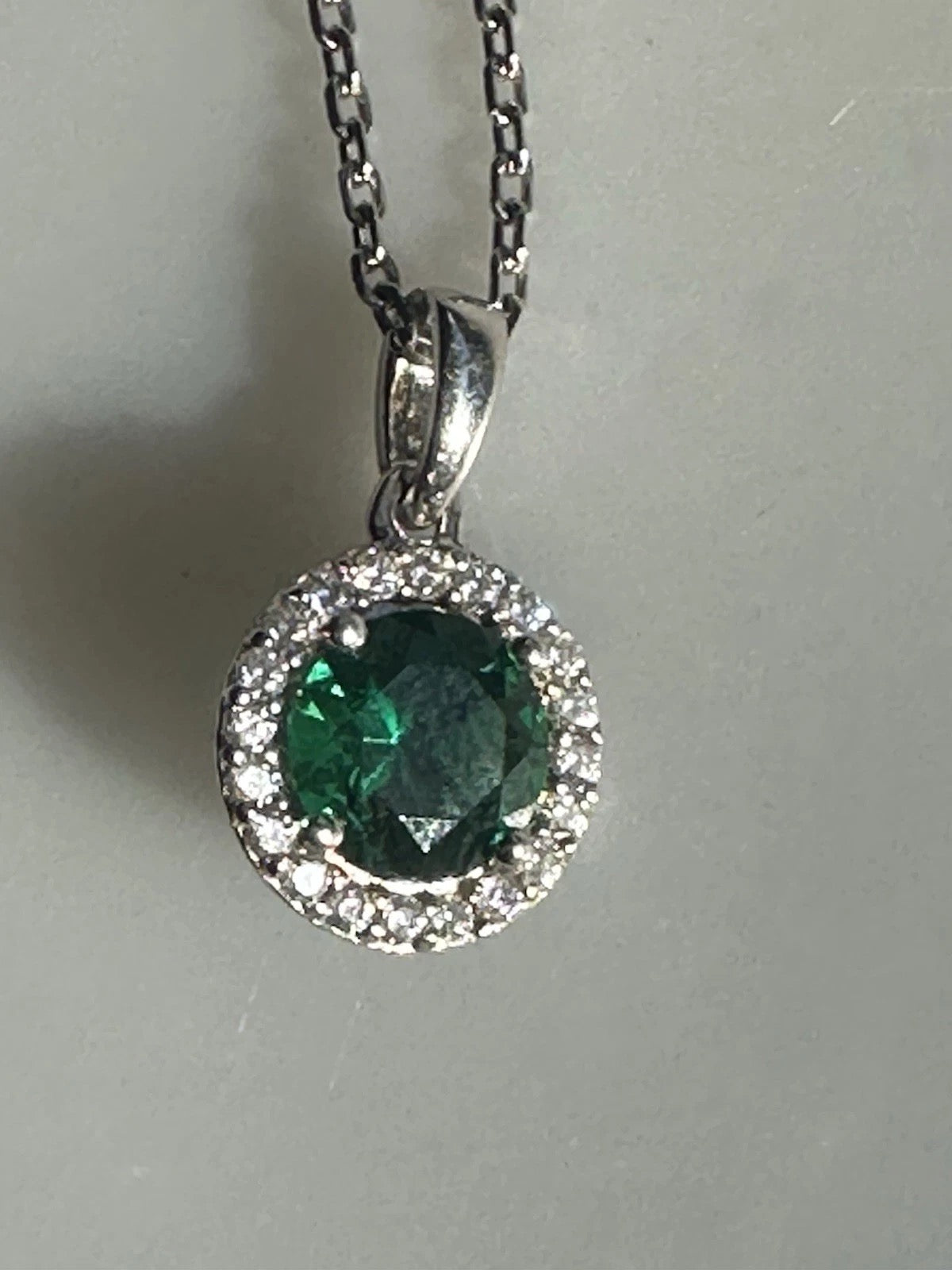 Anna Zuckerman Emerald And Crystalline Halo Necklace In Sterling Silver