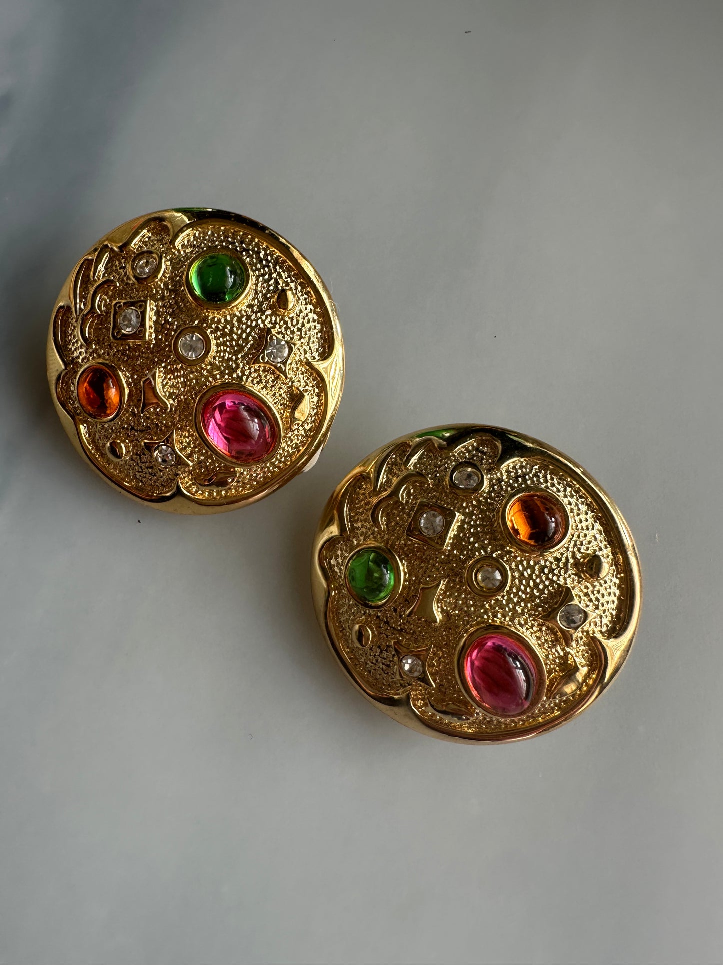 Vintage 1980’s Park Lane Signed Confetti Jewel Clip-on Earrings
