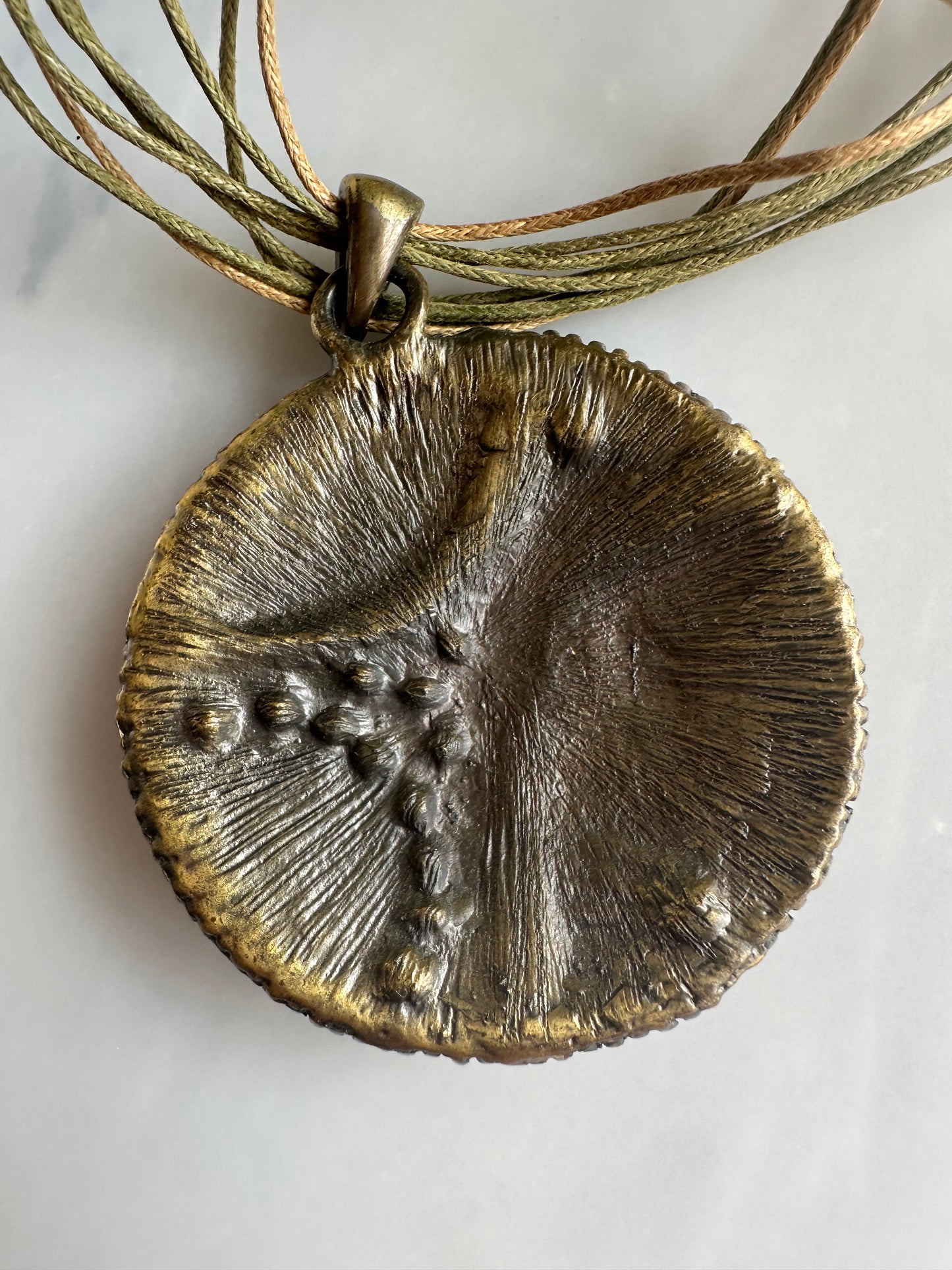 Enamel and Rhinestone Floral Statement Pendant Adjustable Necklace Signed Marie