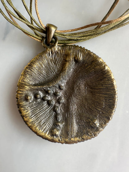 Enamel and Rhinestone Floral Statement Pendant Adjustable Necklace Signed Marie