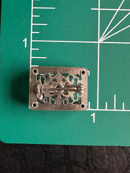 Small Art Deco / Retro Sweater Pin with Blue Glass Stone