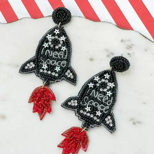 'I Need Space' Beaded Statement Earrings