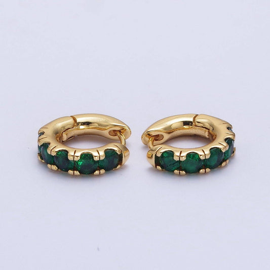 24K Gold Filled Emerald Green Micro Pave Cubic Zirconia 16.5