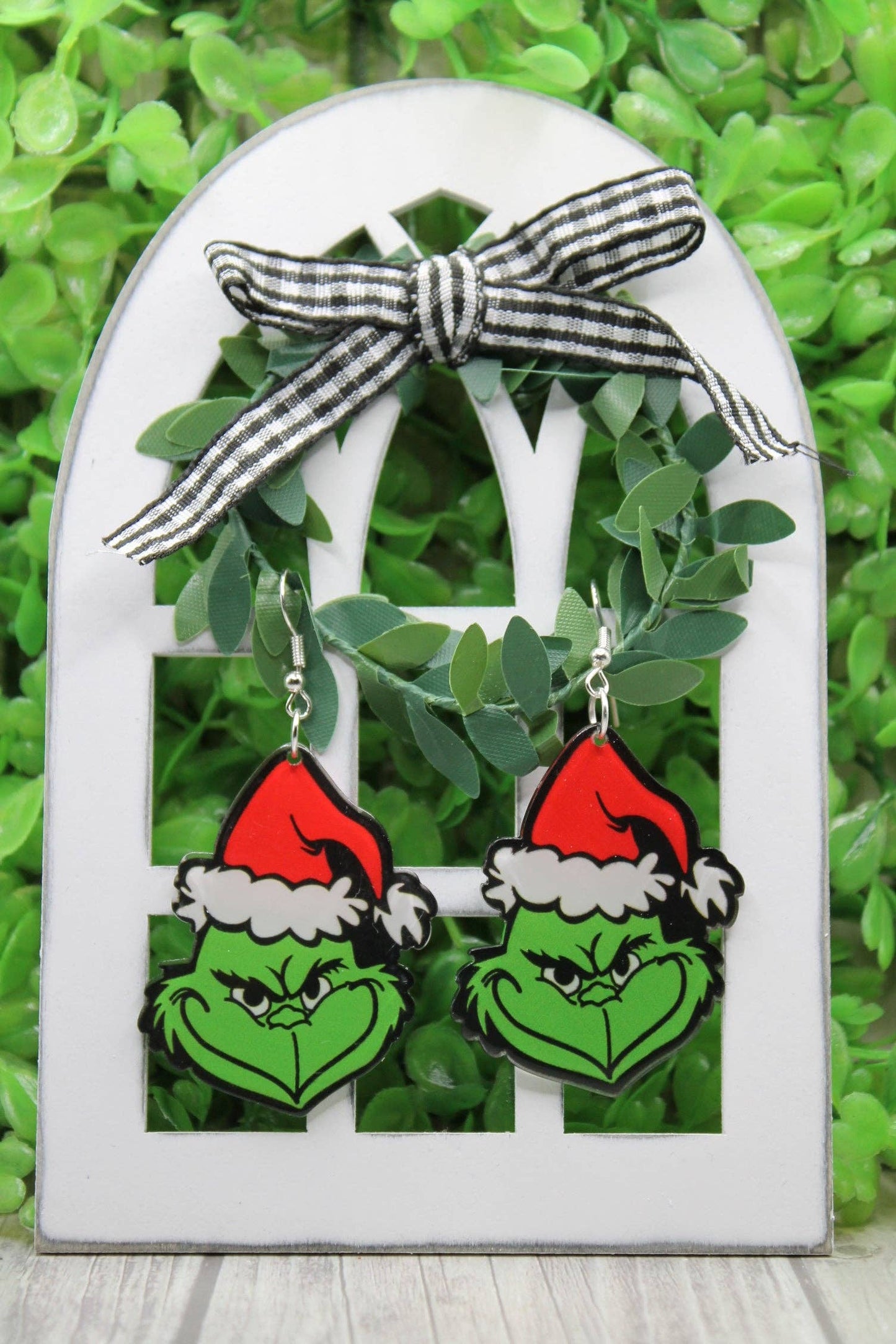 Santa Hat Grinch Double-Sided Dangle Earrings