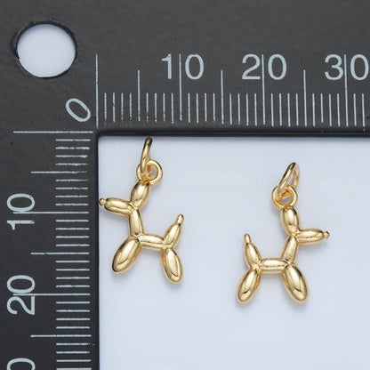 24K Gold Filled Balloon Dog Animal Multidimensional Mini Charm