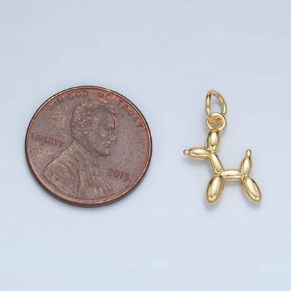 24K Gold Filled Balloon Dog Animal Multidimensional Mini Charm