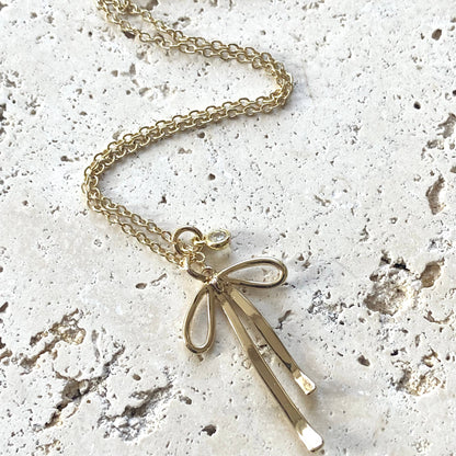 Melted Ribbon Bow Charm Necklace