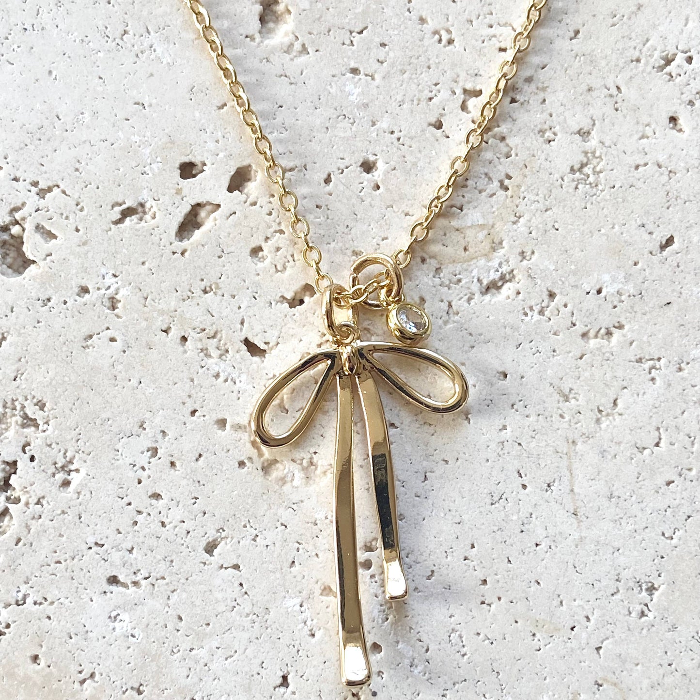 Melted Ribbon Bow Charm Necklace