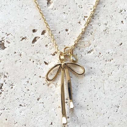 Melted Ribbon Bow Charm Necklace